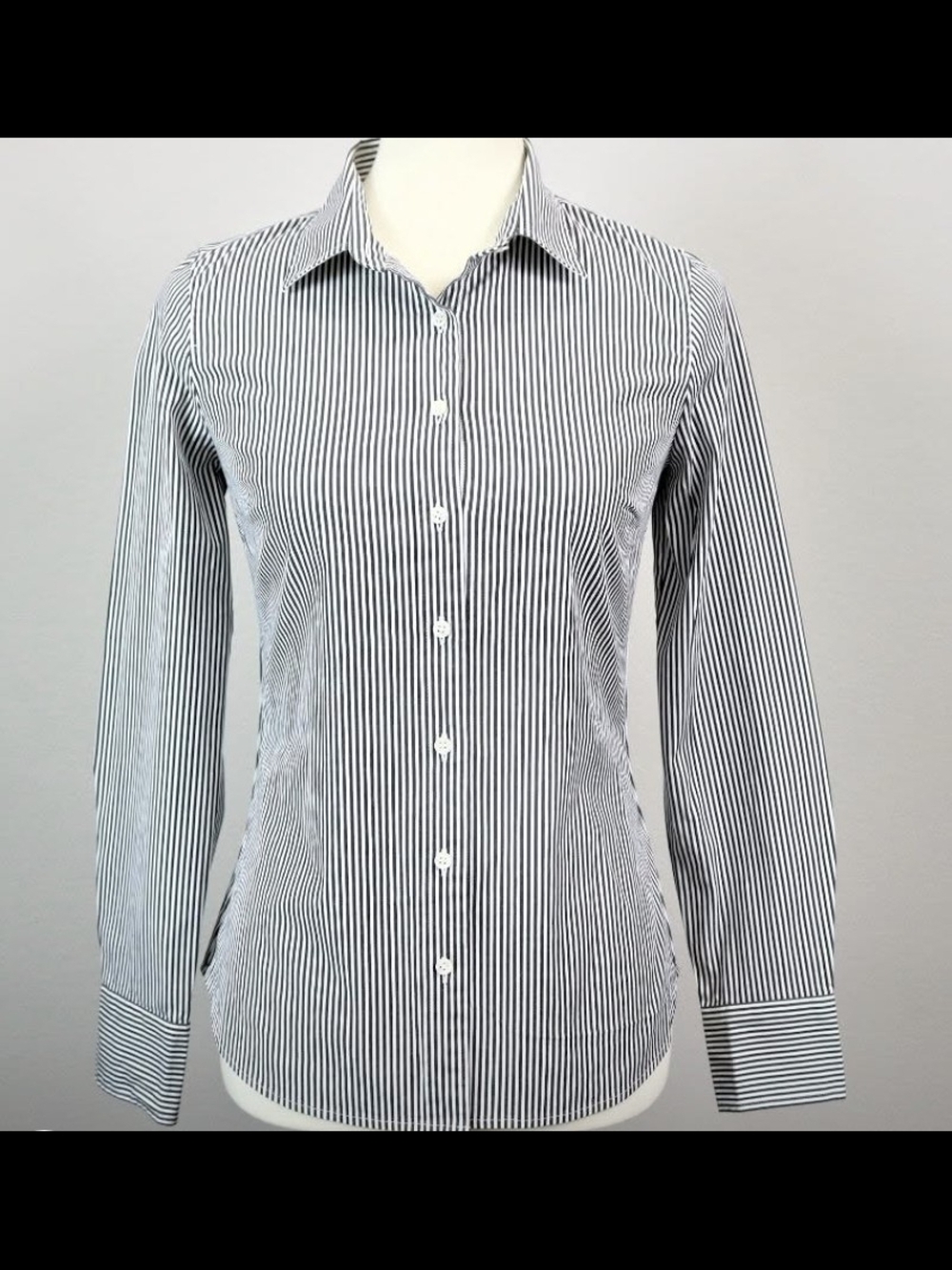 J. Crew Black & White Vertical Stripe Button-Down Shirt